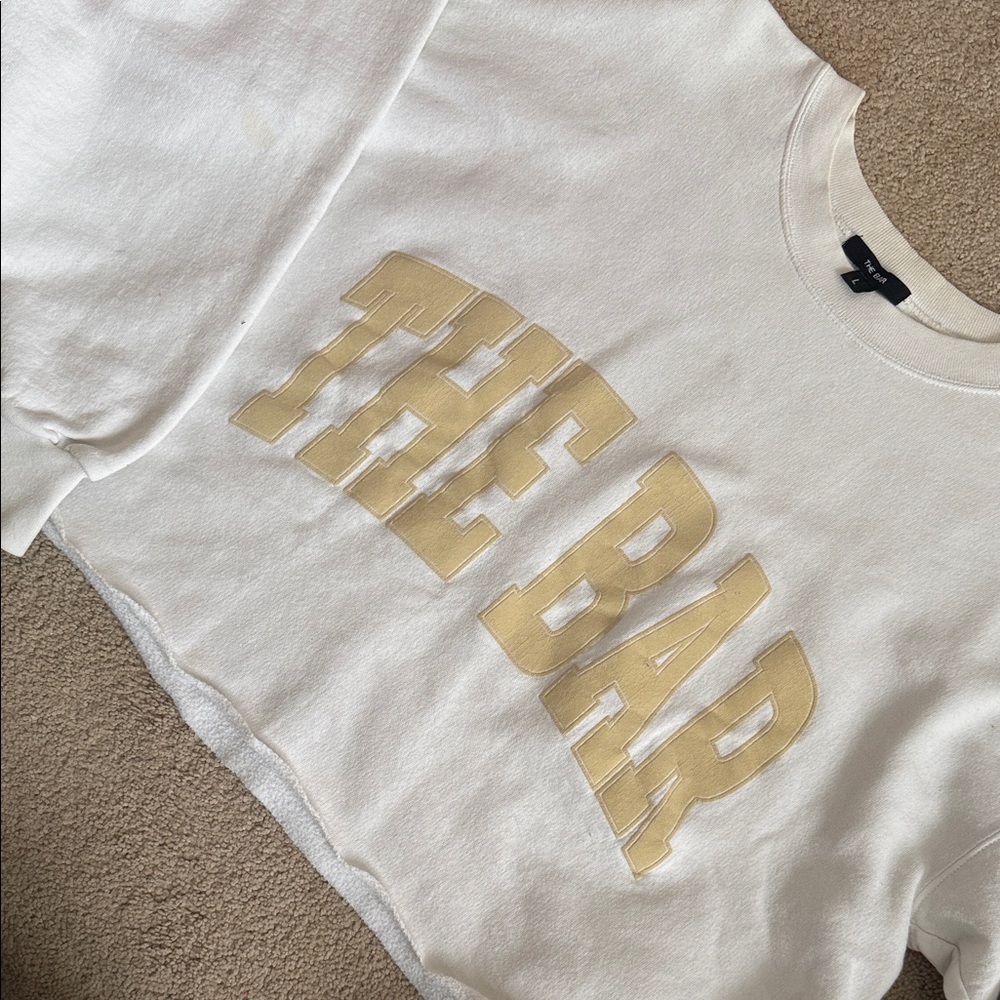 The Bar Cream and Gold  Sweatshirt cut cropped
